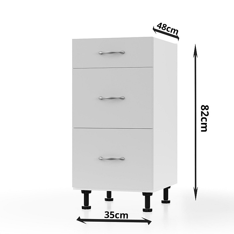 Modest Κάτω Ντουλάπι Συρταριέρα Γκρι  35x48x82εκ