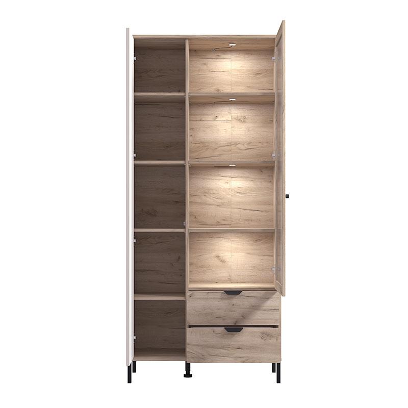 ΒΙΤΡΙΝΑ VANDEA 195 2K2F VS1 CASHMERE-GREY OAK 87x40x195εκ