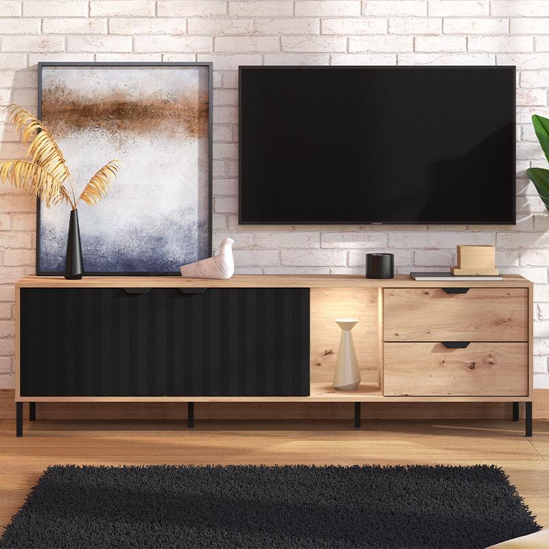 ΕΠΙΠΛΟ ΤΗΛΕΟΡΑΣΗΣ VANDEA 4K2F2V ARTISAN OAK-ΜΑΥΡΟ ΜΑΤ 183x40x54εκ