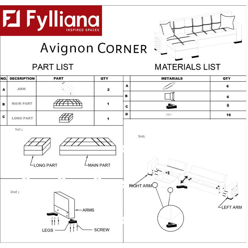 ΓΩΝΙΑΚΟΣ ΚΑΝΑΠΕΣ Fylliana Avignon ΜΠΕΖ-ΑΝ ΚΑΦΕ 212*145εκ fld