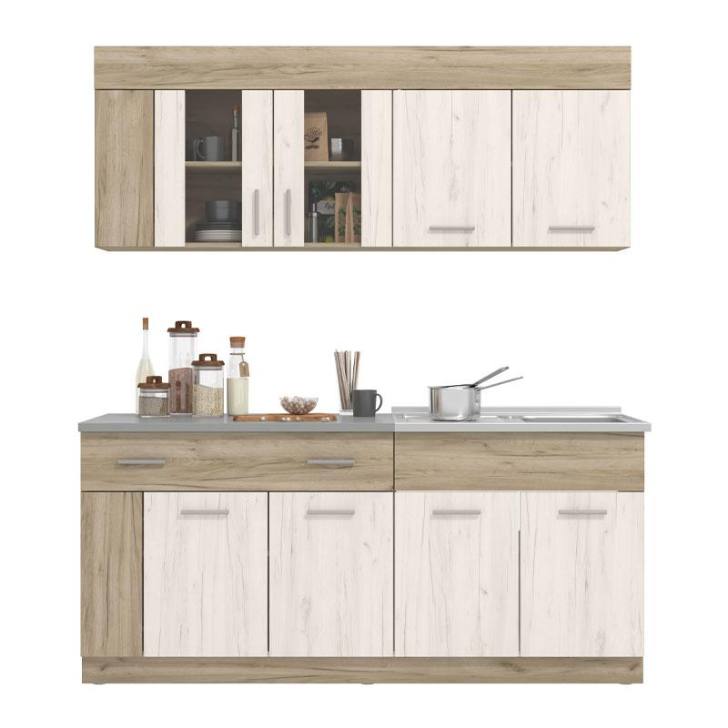 ΚΟΥΖΙΝΑ LEONA 180 GREY OAK/WHITE OAK 180*60/30*200