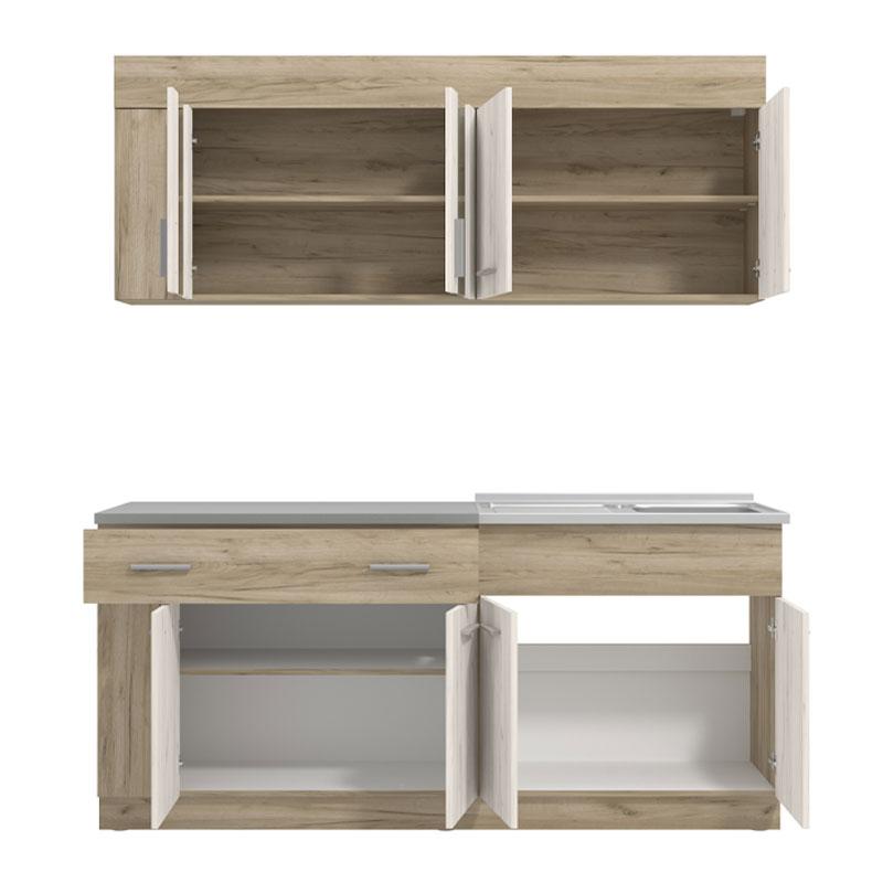 ΚΟΥΖΙΝΑ LEONA 180 GREY OAK/WHITE OAK 180*60/30*200