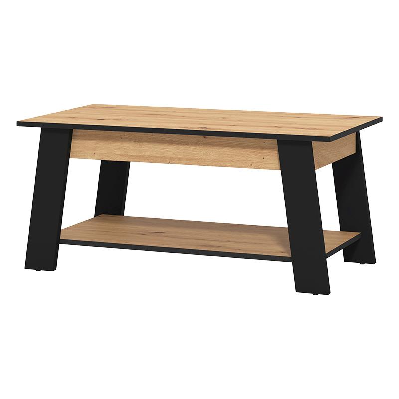 ΤΡΑΠΕΖΑΚΙ ΣΑΛΟΝΙΟΥ PIAVE ARTISAN OAK-ΜΑΥΡΟ ΜΑΤ 101x55x47εκ