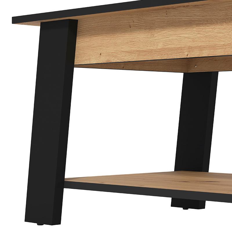 ΤΡΑΠΕΖΑΚΙ ΣΑΛΟΝΙΟΥ PIAVE ARTISAN OAK-ΜΑΥΡΟ ΜΑΤ 101x55x47εκ