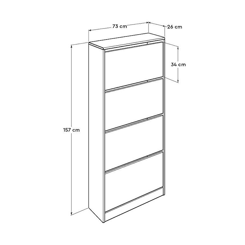 Παπουτσοθήκη 4 θέσεων σε χρώμα λευκό high gloss 73x26x157
