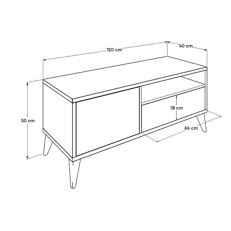 Έπιπλο τηλεόρασης "OSLO" σε χρώμα καρυδί 120x50x40