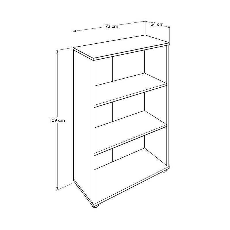 Βιβλιοθήκη με τρία ράφια σε χρώμα σονόμα 72x34x109