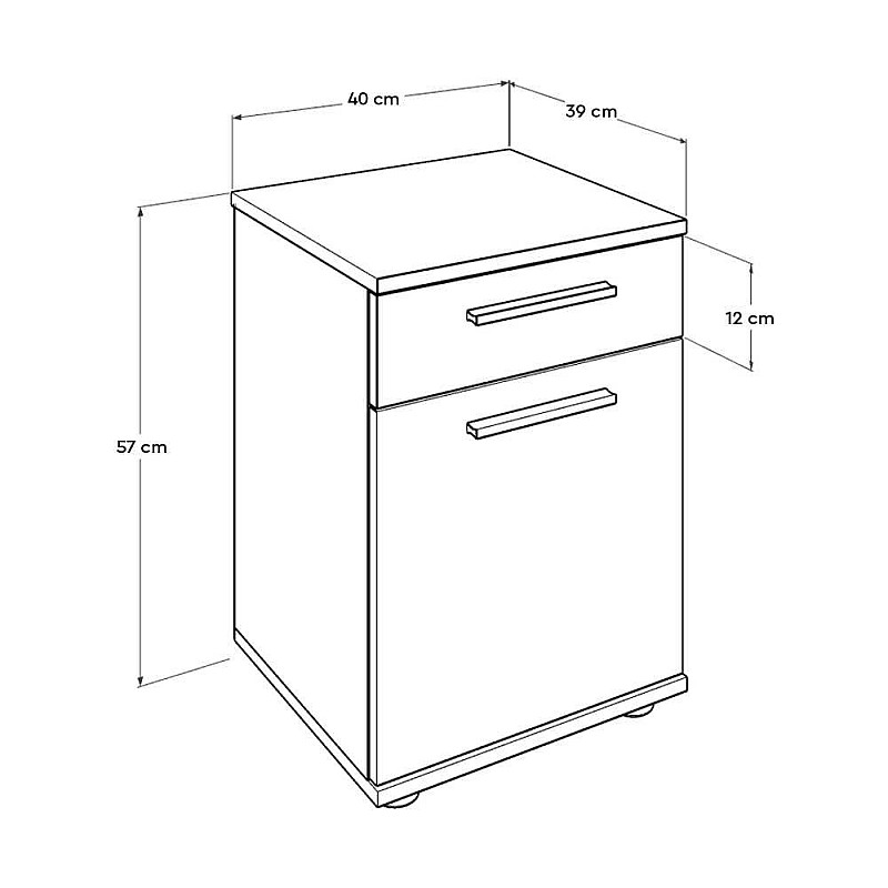 Κομοδίνο με συρτάρι σε χρώμα λευκό 40x39x57