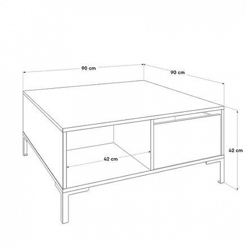 Τραπέζι σαλονιού σε χρώμα καρυδί/μαύρο 90x90x42