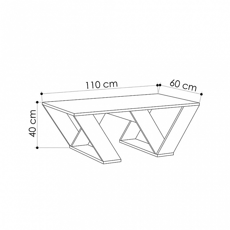 Τραπεζάκι σαλονιού "TRIANGLE" σε χρώμα σονόμα 110x60x40