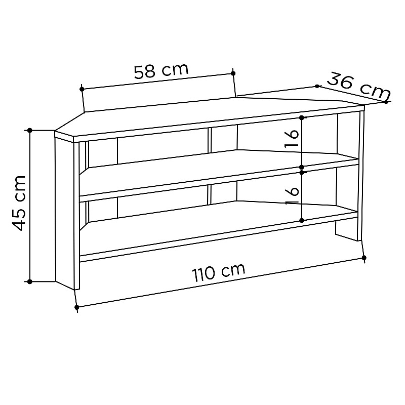 Έπιπλο τηλεόρασης "CORNER" σε χρώμα λευκό 116x36x45