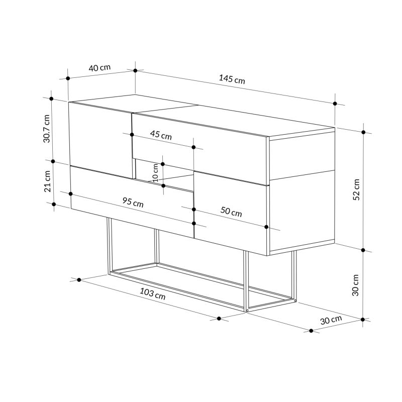 Κονσόλα-μπουφές "JULIA" σε χρώμα σονόμα 145x40x82