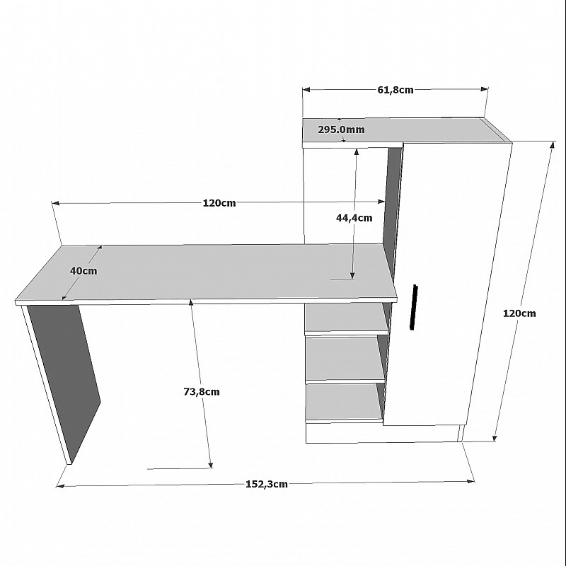 Γραφείο "VIANA" σε χρώμα atlantic pine/λευκό 152x40x120