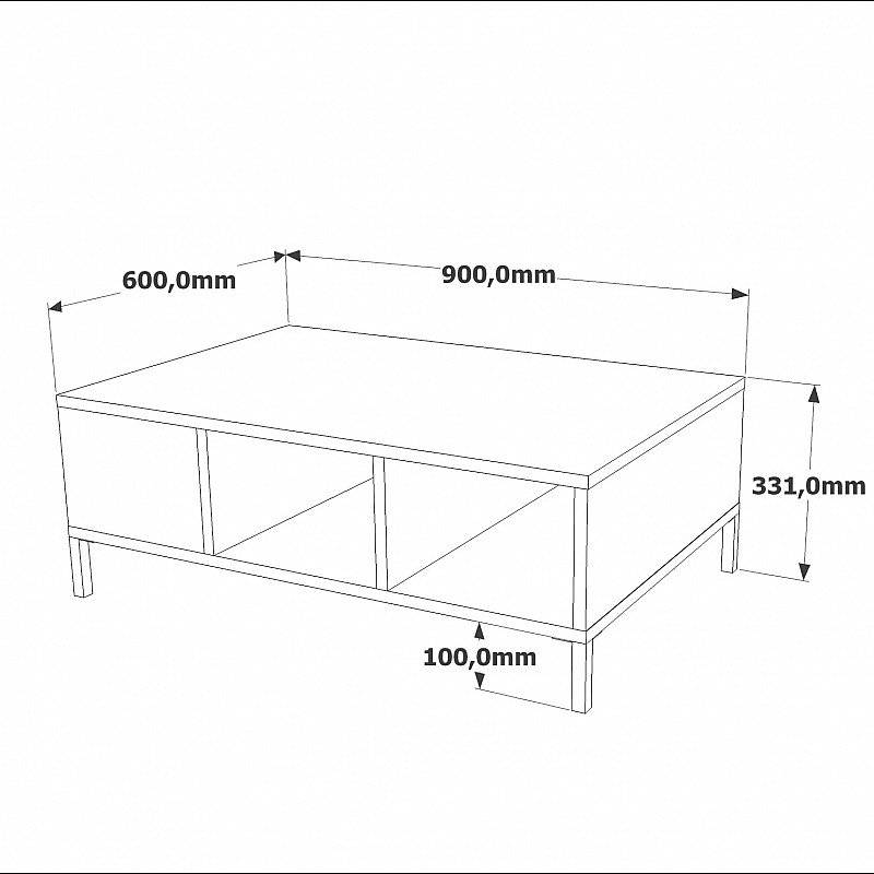 Τραπέζι σαλονιού "VIANA" σε atlantic pine/ανθρακί χρώμα 90x60x33