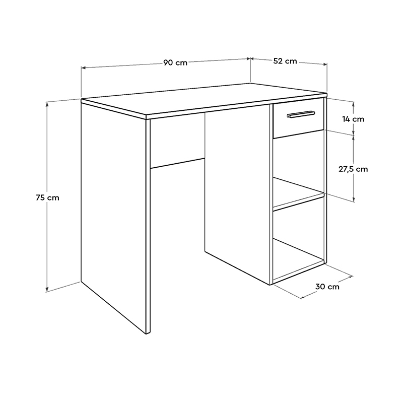 Γραφείο εργασίας Concept Megapap από μελαμίνη σε χρώμα sonoma 90x52x75εκ.