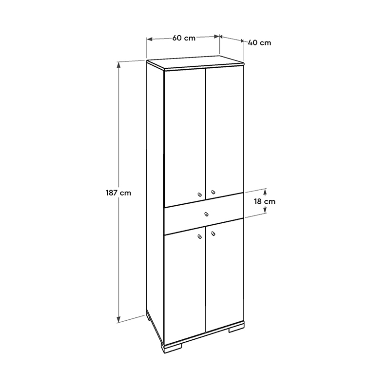 Ντουλάπα ρούχων Diamond Megapap δίφυλλη σε χρώμα λευκό 60x38x187εκ.