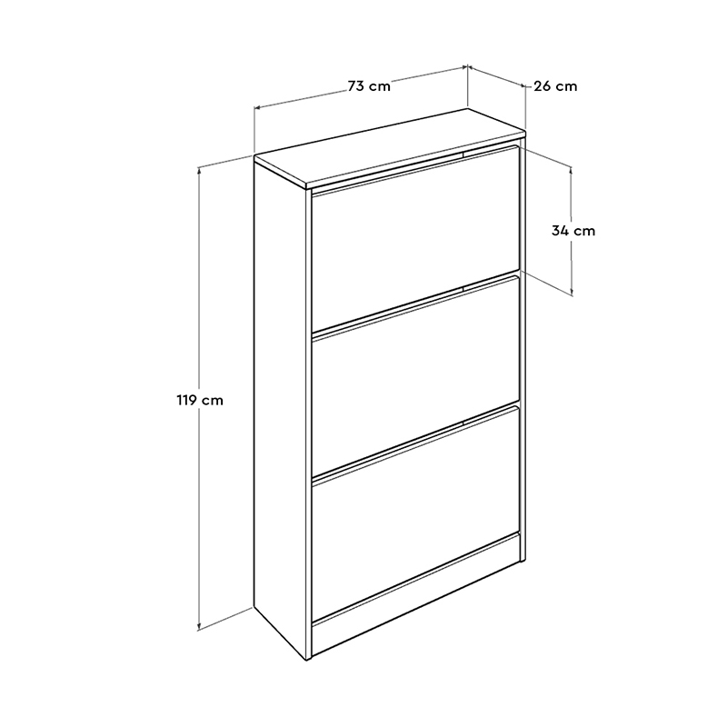 Παπουτσοθήκη μελαμίνης Flat Duo Megapap 18 ζεύγων σε χρώμα λευκό 73x26x119εκ.