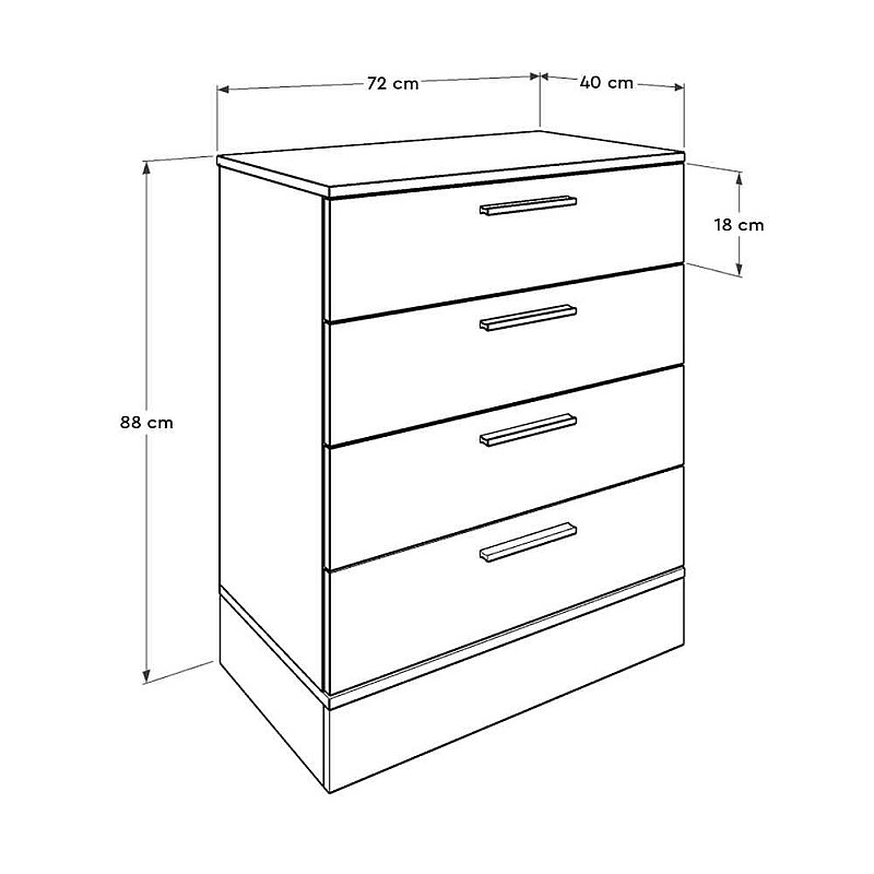 Συρταριέρα μελαμίνης Base Megapap χρώμα oak - λευκό 72x40x88εκ.