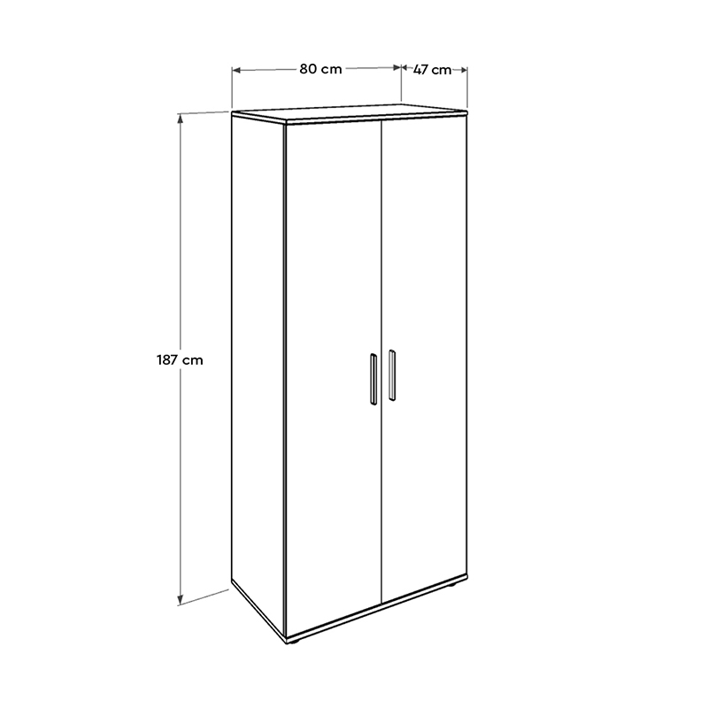 Ντουλάπα ρούχων Trendline Megapap δίφυλλη χρώμα sonoma 80x47x187εκ.