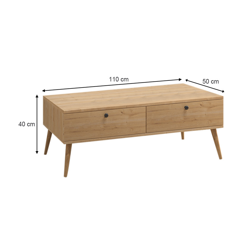 Τραπεζάκι σαλονιού Alis Megapap χρώμα oak 110x50x40εκ.