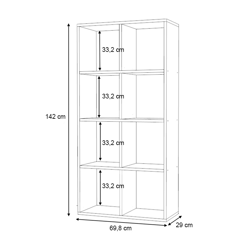 Βιβλιοθήκη Anser Megapap χρώμα λευκό 69,8x29x142εκ.