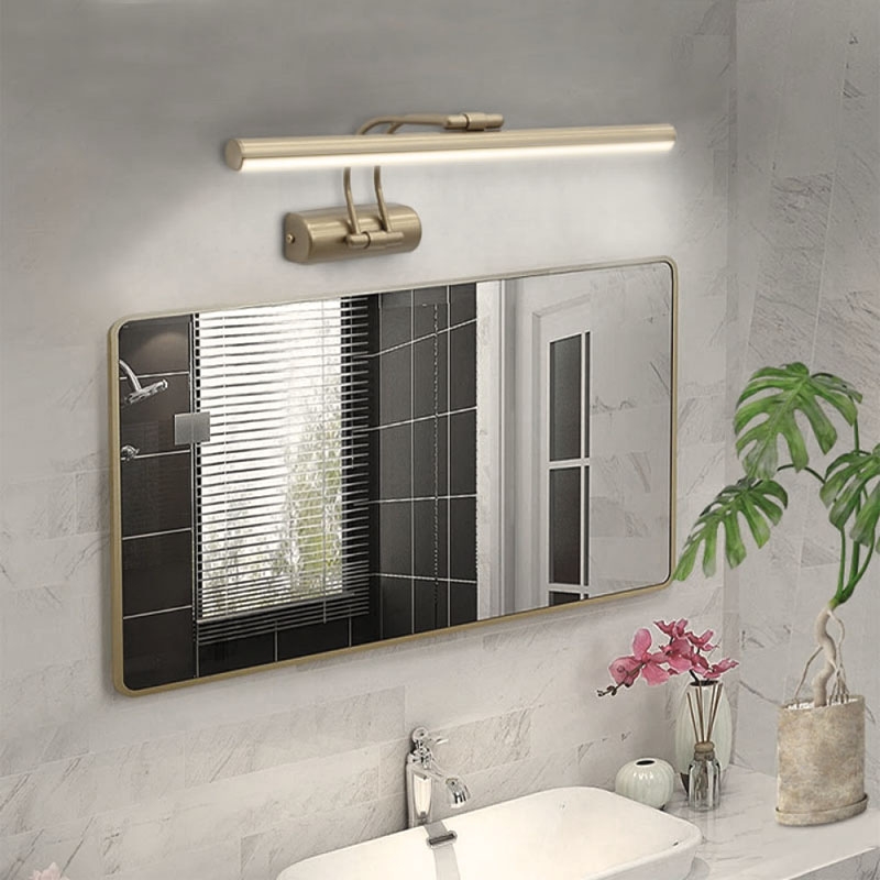 Απλίκα καθρέπτη μπάνιου LED Strop Megapap μεταλλική χρώμα χρυσό 35εκ.