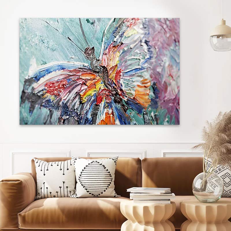 Πίνακας σε καμβά "Colorful Butterfly" Megapap ψηφιακής εκτύπωσης 90x60x3εκ.