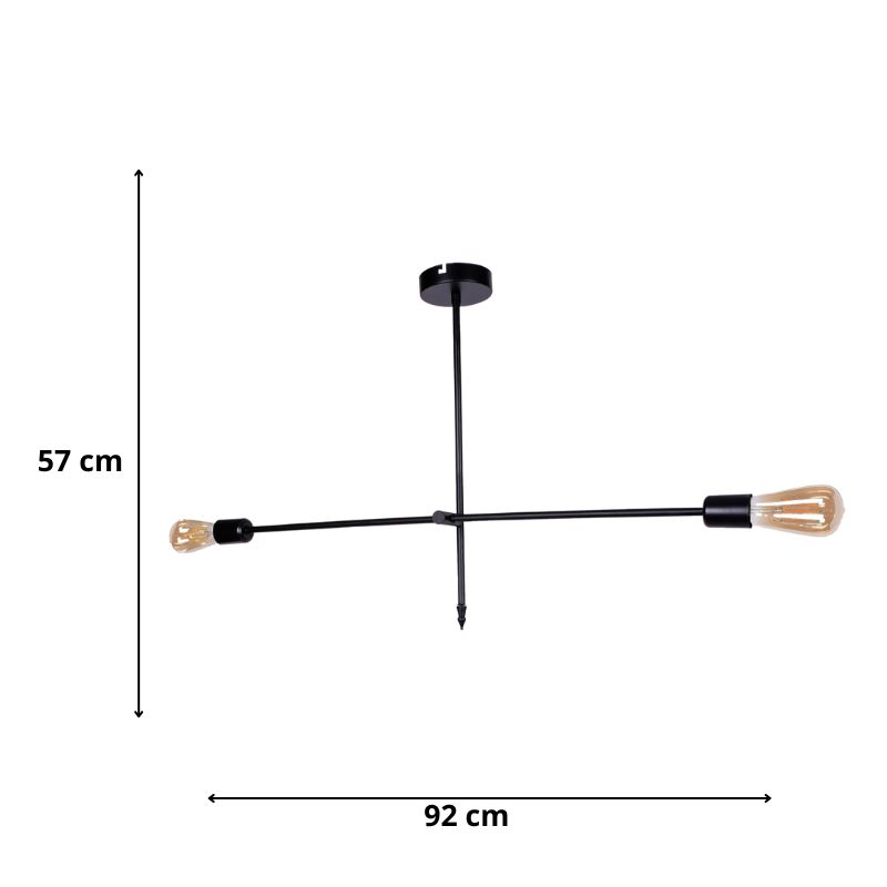 Φωτιστικό οροφής Nimo Megapap E27 μεταλλικό δίφωτο χρώμα μαύρο 92x12x57εκ.