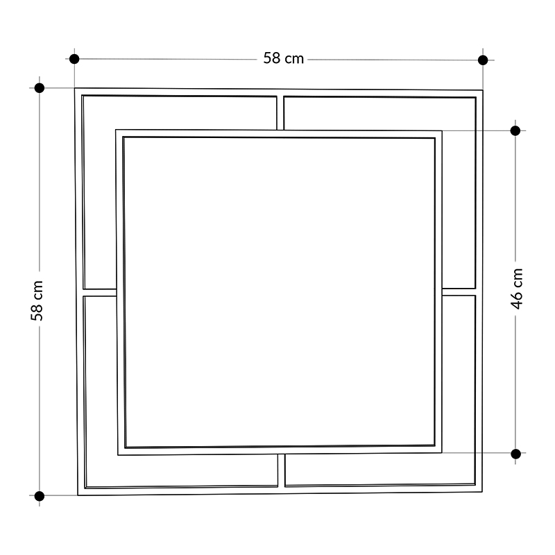 Καθρέφτης τοίχου Corner Megapap αλουμινίου χρώμα μαύρο 58,6x2x58,6εκ.