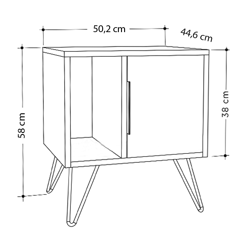 Κομοδίνο μελαμίνης Glynn Megapap χρώμα λευκό 50,2x44,6x60εκ.