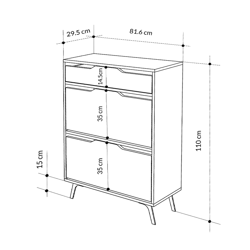 Παπουτσοθήκη Asta Megapap χρώμα λευκό 81,6x29,5x110εκ.