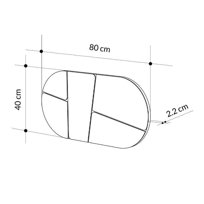 Καθρέπτης τοίχου Otis Megapap χρώμα μαύρο 80x2,2x40εκ.