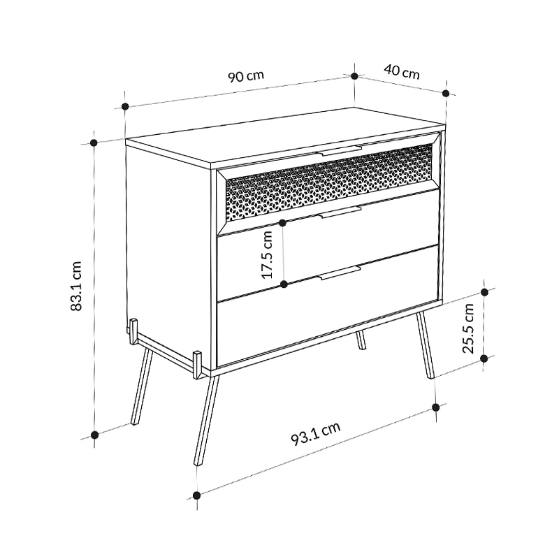 Συρταριέρα Naive Megapap χρώμα sapphire oak 93,1x40x83,1εκ.