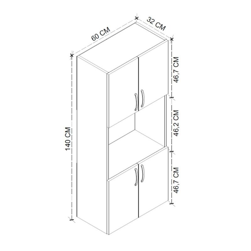 Ντουλάπα κουζίνας Armado Megapap χρώμα λευκό 60x32x140εκ.