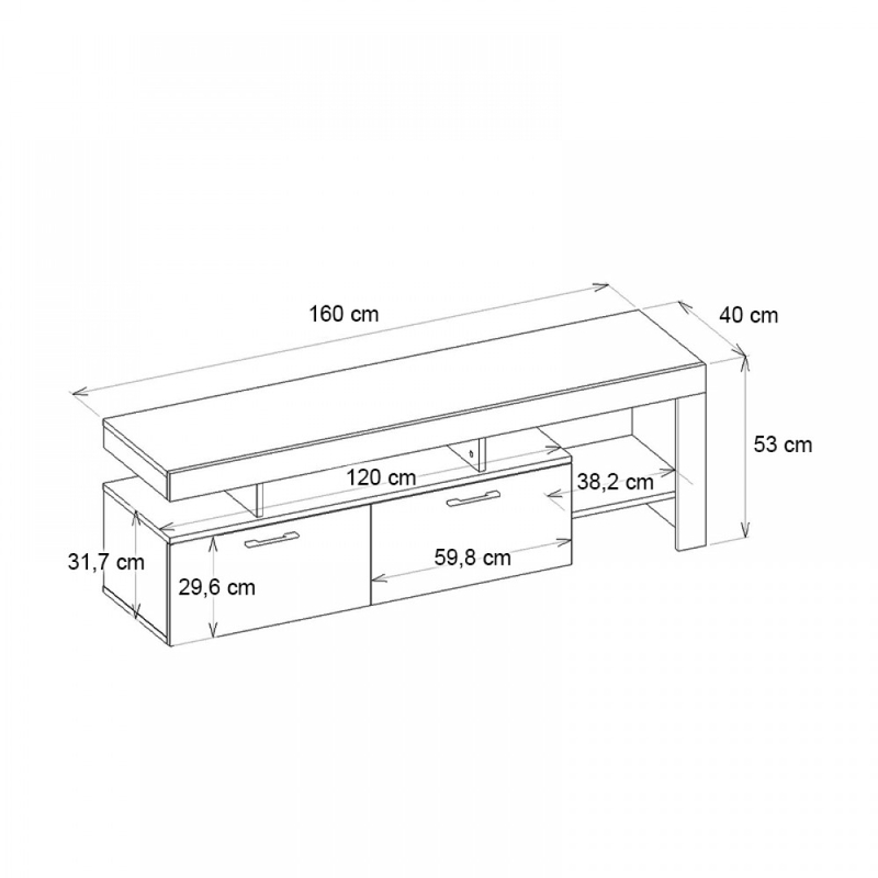 Έπιπλο τηλεόρασης Acnes Megapap χρώμα λευκό - sapphire oak 160x40x53εκ.