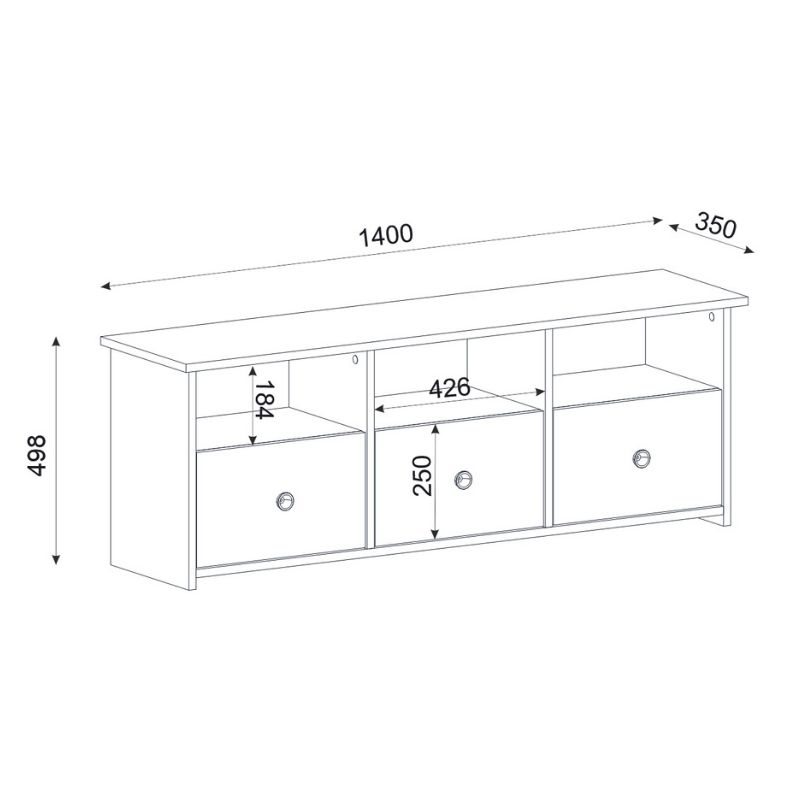 Έπιπλο τηλεόρασης Mahen Megapap χρώμα sapphire oak 140x35x49,8εκ.