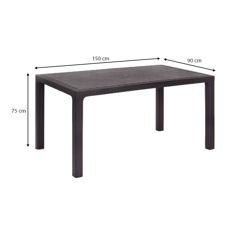 Τραπέζι πολυπροπυλενίου Kalan Megapap χρώμα καφέ 150x90x75εκ.