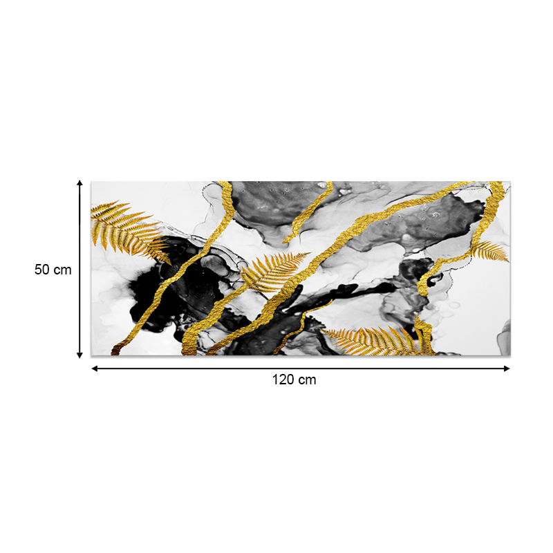 Πίνακας σε καμβά "Abstract Golden Dream" Megapap ψηφιακής εκτύπωσης 120x50x3εκ.