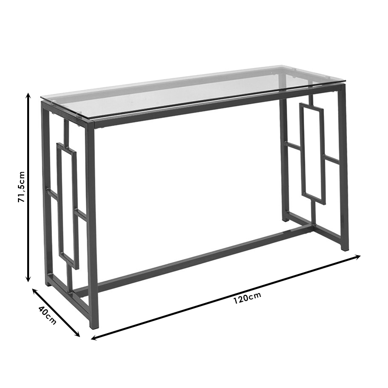 Κονσόλα Eccento Pakoworld Χρυσό-Γυαλί 8Mm 120X40X71.5Εκ