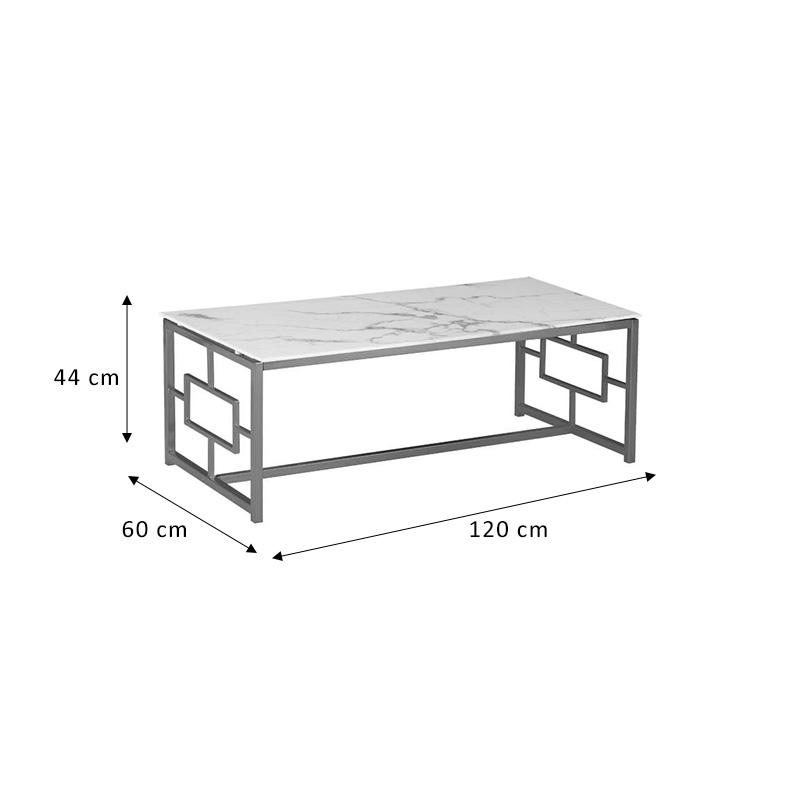 Τραπέζι Σαλονιού Eccento Pakoworld Χρυσό-Επιφάνεια Λευκό Μαρμάρου 8Mm 120X60X44Εκ