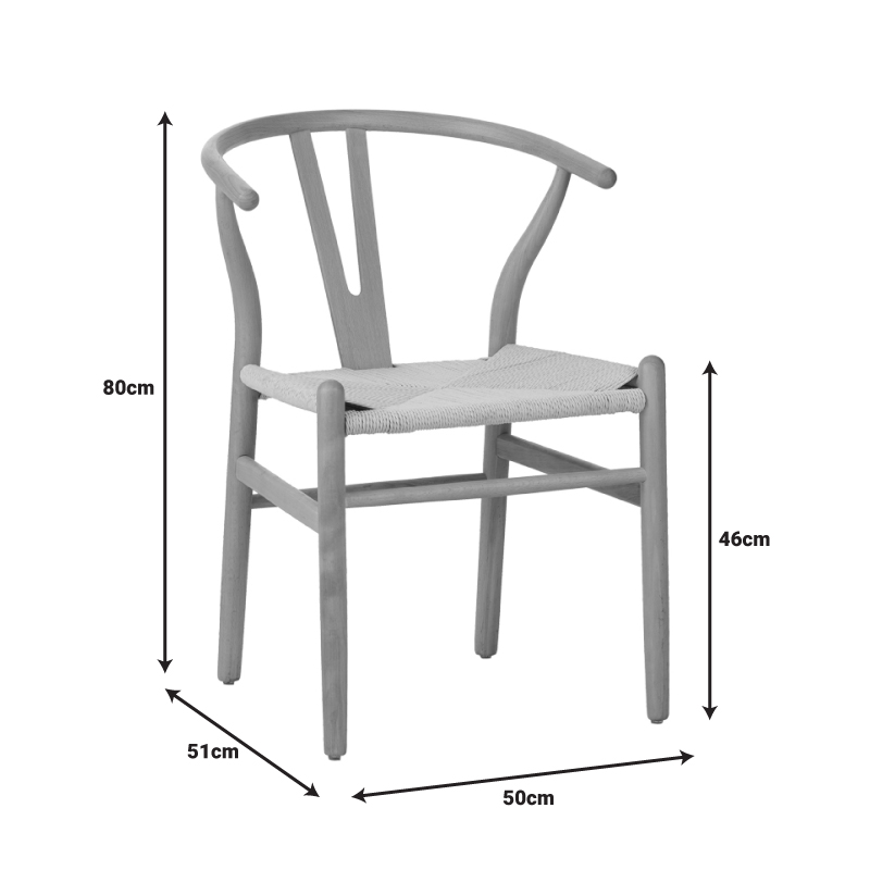 Καρέκλα Wishbone Pakoworld Rubberwood-Σχοινί Σε Φυσική Απόχρωση 50X51X80Εκ