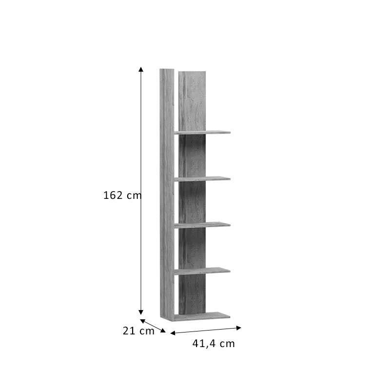 Βιβλιοθήκη Mirca Pakoworld Μελαμίνης Sonoma 41,4X21X162Εκ