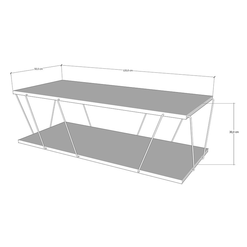 Τραπέζι Σαλονιού Tars Pakoworld Μαύρο Ανθρακί 120X50X30Εκ