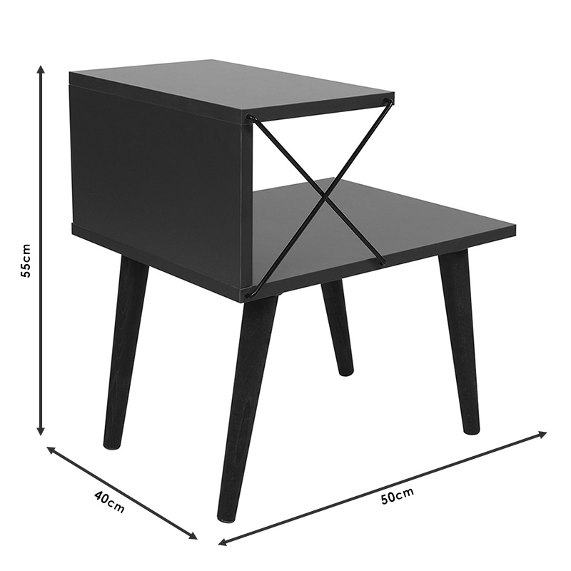 Βοηθητικό Τραπέζι-Κομοδίνο Gather Pakoworld Sonoma-Καρυδί 50X40X55Εκ