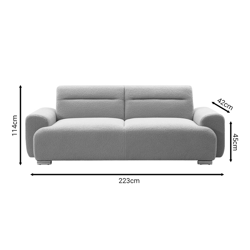 Kαναπές Τριθέσιος Harmonious Pakoworld Μπουκλέ Μπεζ 223.5X92X81Εκ