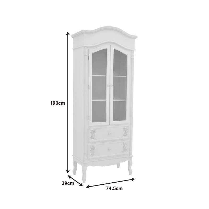 Βιτρίνα Pazlen Inart Mdf Σε Λευκή Αντικέ Απόχρωση 74.5X39X190Εκ