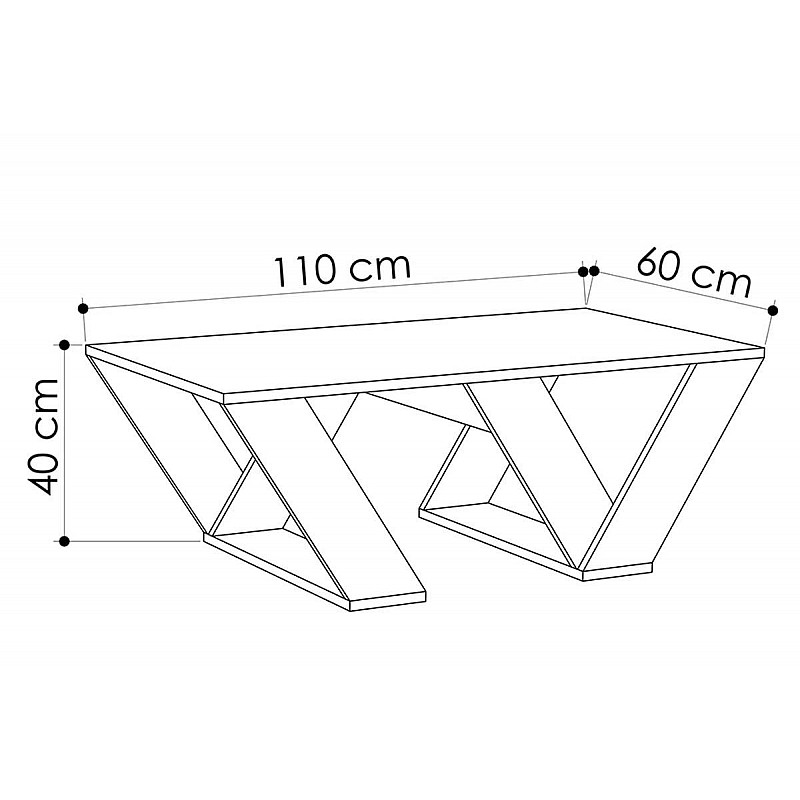 Τραπέζι Σαλονιού Pipra Pakoworld Σε Χρώμα Λευκό 110X60X40