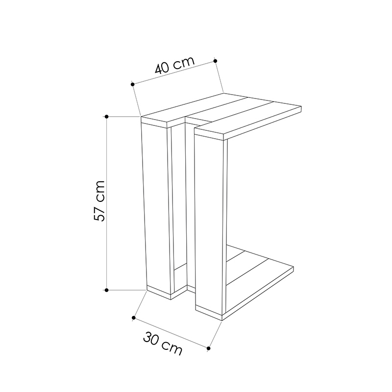 Βοηθητικό Τραπέζι Muju Pakoworld Σε Χρώμα Λευκό 40X30X57Εκ