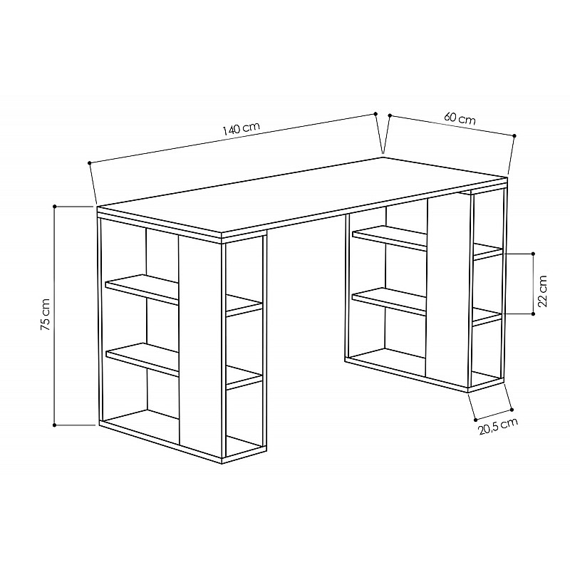 Γραφείο Colmar Pakoworld Χρώμα Λευκό -Σκούρο Φυσικό 140X60X75Εκ