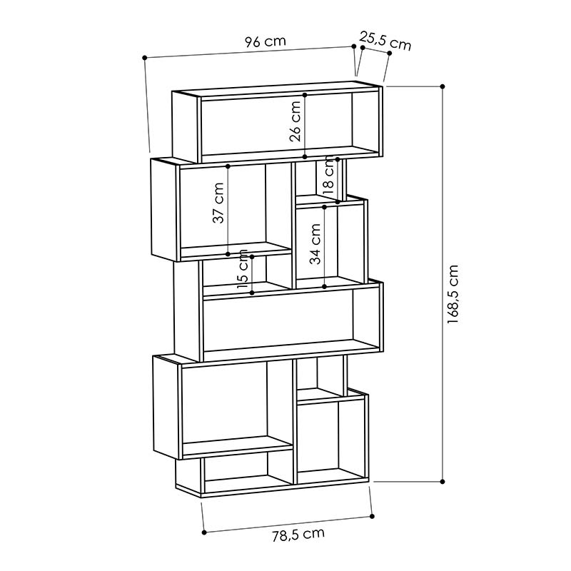 Βιβλιοθήκη Karmato Pakoworld Χρώμα Πετρόλ 96X25.5X168.5Εκ